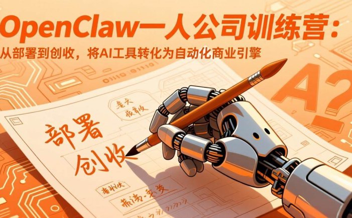 OpenClaw一人公司训练营：从部署到创收，将AI工具转化为自动化商业引擎