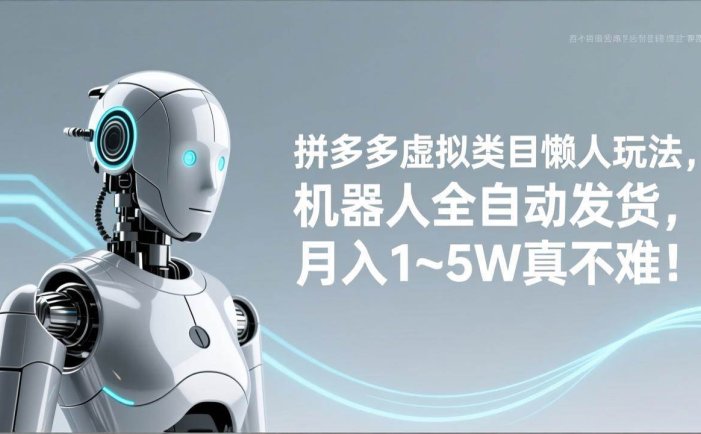 拼多多虚拟类目懒人玩法，机器人全自动发货，月入 1‑5W 真不难！