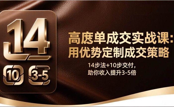 高客单成交实战课：用优势定制成交策略，14步法+10步交付，助你收入提升3-5倍