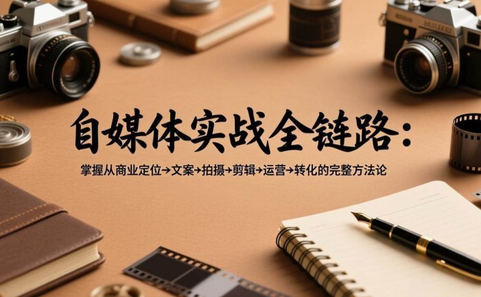 自媒体实战全链路：掌握从商业定位→文案→拍摄→剪辑→运营→转化的完整方法论