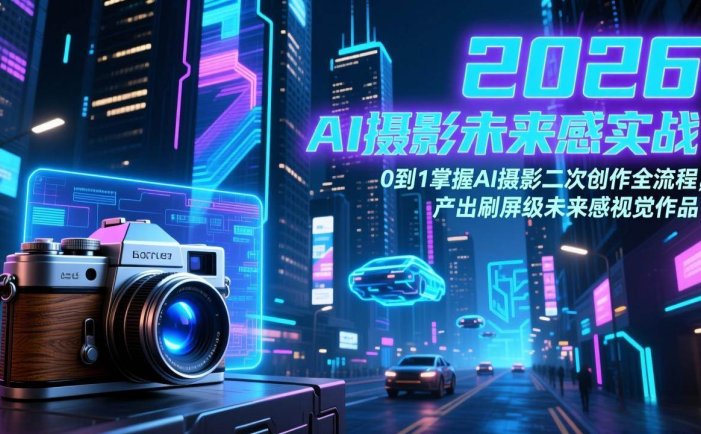 2026 AI摄影未来感实战：0到1掌握AI摄影二次创作全流程，产出刷屏级未来感视觉作品