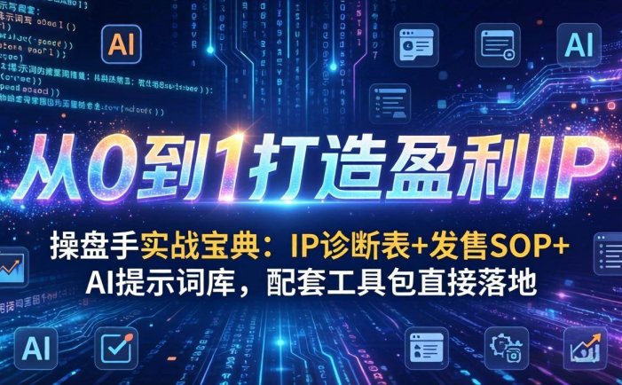 操盘手实战宝典：IP诊断表+发售SOP+AI提示词库，配套工具包直接落地，从0到1打造盈利IP