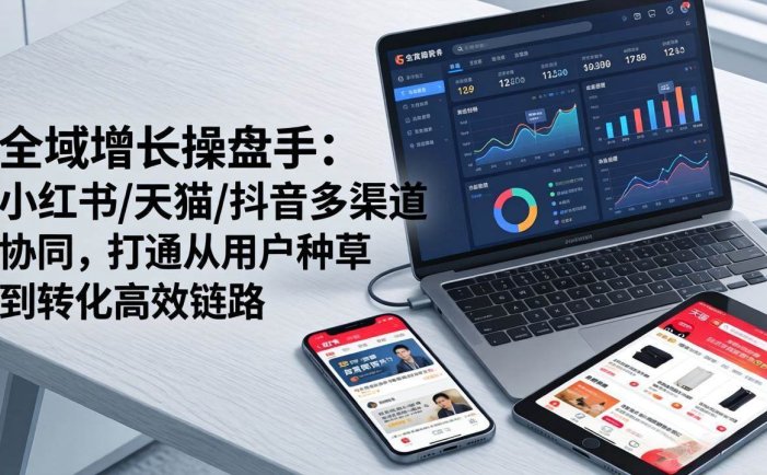 全域增长操盘手：小红书/天猫/抖音多渠道协同，打通从用户种草到转化高效链路