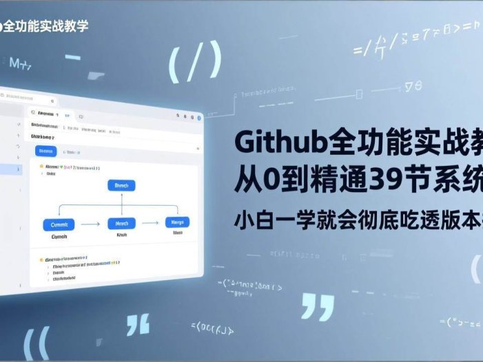 GitHub-全功能实战教学，从0到精通39节系统课，小白一学就会彻底吃透版本控制