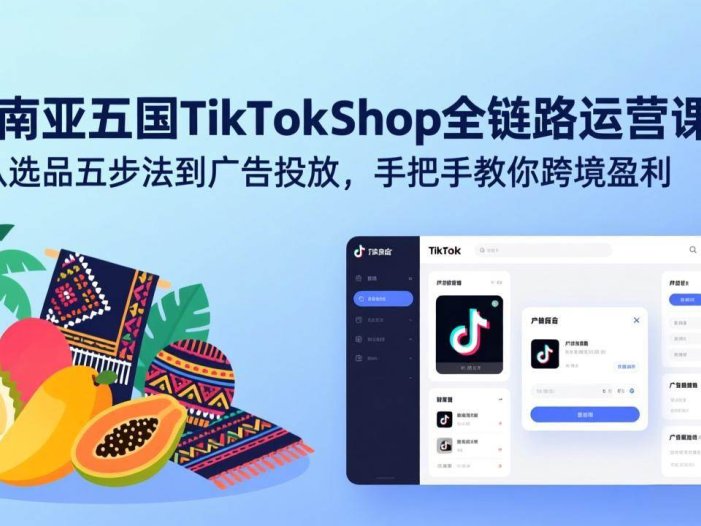 东南亚五国TikTok Shop全链路运营课：从选品五步法到广告投放，手把手教你跨境盈利