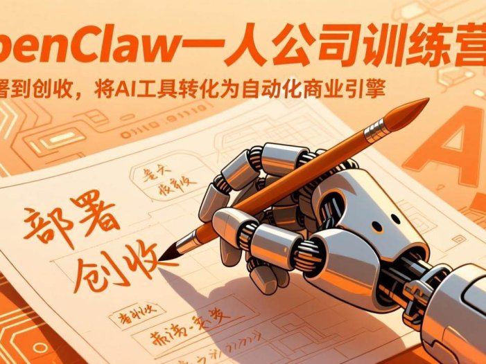 OpenClaw一人公司训练营：从部署到创收，将AI工具转化为自动化商业引擎