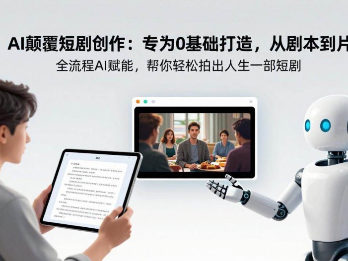 AI颠覆短剧创作：专为0基础打造，从剧本到成片全流程AI赋能，帮你轻松拍出人生第一部短剧