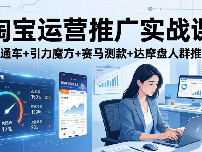 淘宝运营推广实战课直通车+引力魔方+赛马测款+达摩盘人群推广等