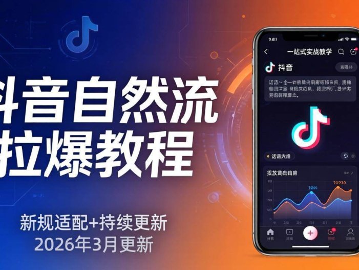 抖音自然流拉爆教程：新规适配+持续更新，话术+投放+起号一站式实战教学