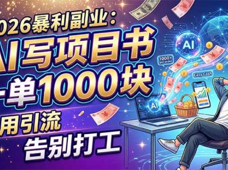 2026暴利副业：AI 写项目书，一单 1000 块，不用引流，告别打工