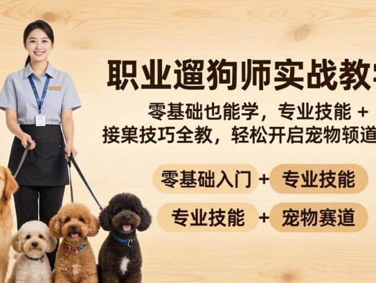 职业遛狗师实战教学：零基础也能学，专业技能 + 接单技巧全教，轻松开启宠物赛道副业