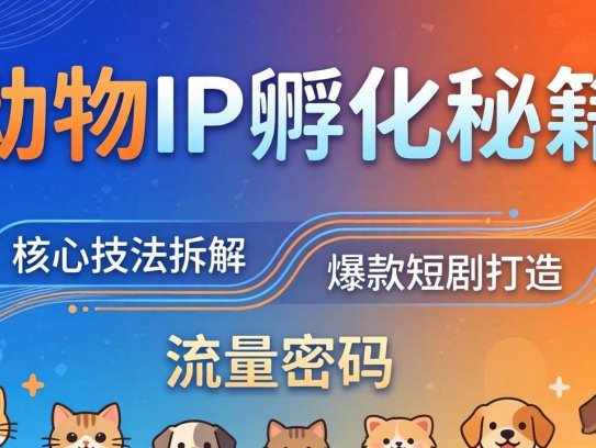 动物IP孵化全套秘籍，三大核心技法拆解，打造爆款萌宠短剧，轻松拿捏赛道流量密码