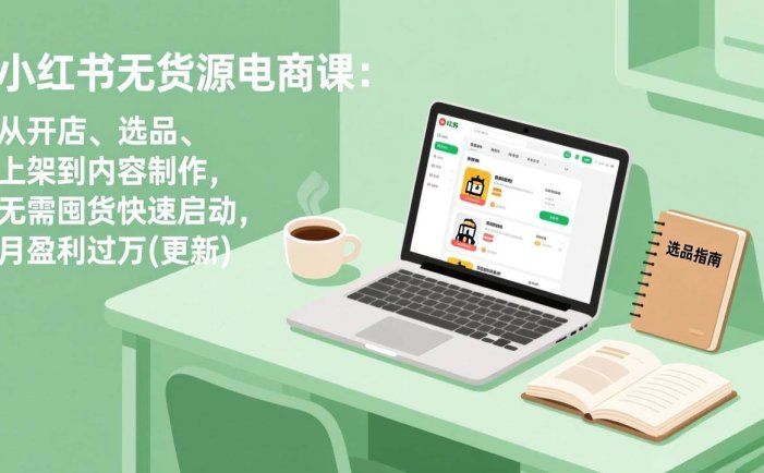 小红书无货源电商课(3月更新)：从开店、选品、上架到内容制作，无需囤货快速启动，月盈利过万