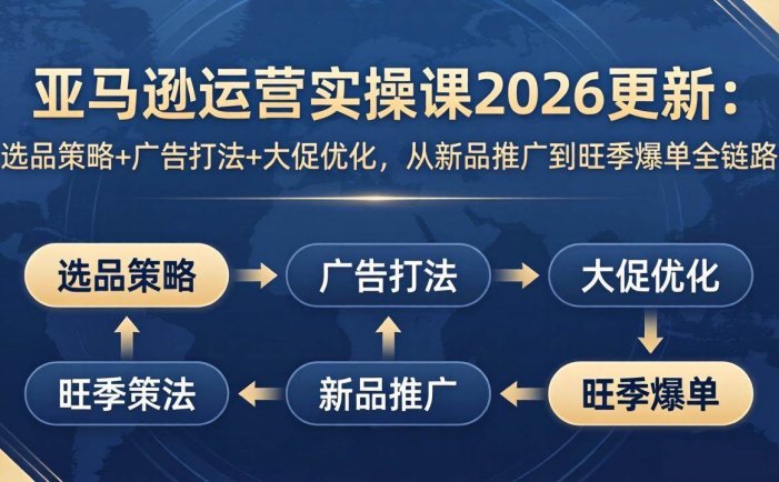 亚马逊运营实操课2026更新：选品策略+广告打法+大促优化，从新品推广到旺季爆单全链路