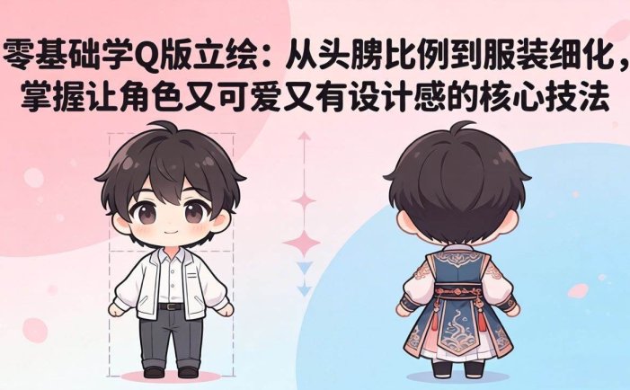 零基础学Q版立绘：从头身比例到服装细化，掌握让角色又可爱又有设计感的核心技法