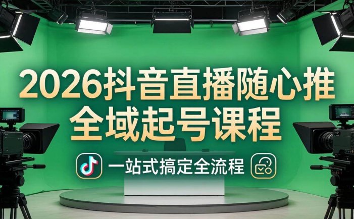 2026抖音直播随心推全域起号课程：一站式搞定直播起号、稳号、放量全流程(更新4月)