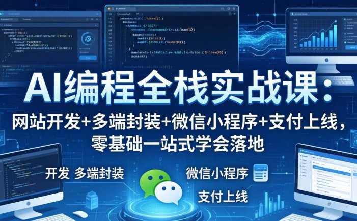 AI编程全栈实战课：网站开发+多端封装+微信小程序+支付上线，零基础一站式学会落地