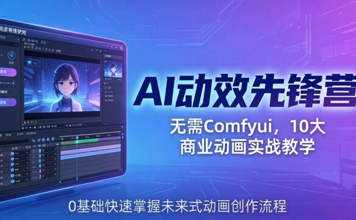 AI 动效先锋营：无需Comfyui，10大商业动画实战教学，0基础快速掌握未来式动画创作流程