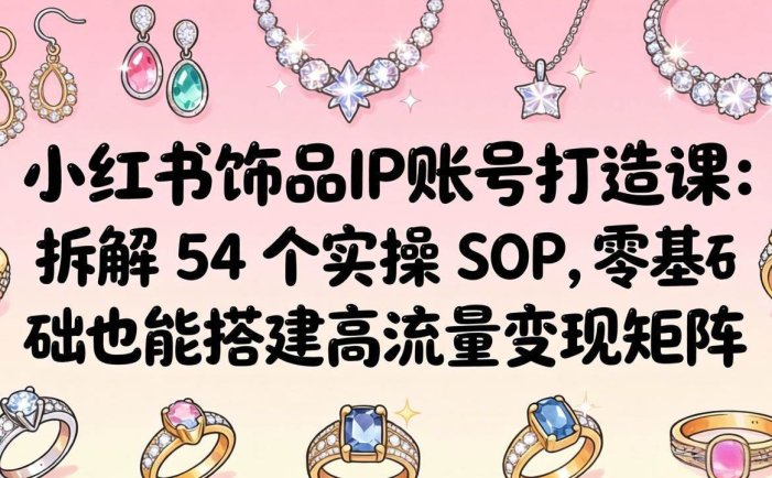 小红书饰品IP账号打造课：拆解 54 个实操 SOP，零基础也能搭建高流量变现矩阵