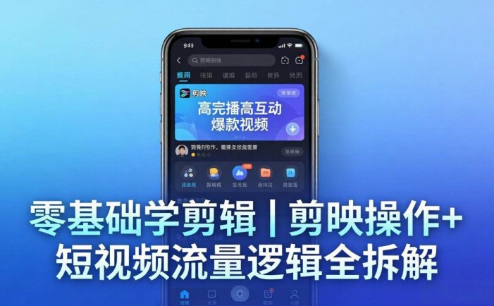 【零基础学剪辑】剪映操作+短视频流量逻辑全拆解｜手把手教你剪出高完播高互动爆款视频