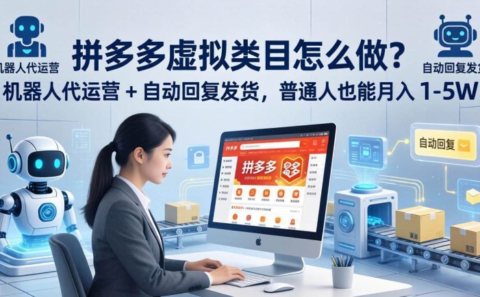 拼多多虚拟类目怎么做？机器人代运营 + 自动回复发货，普通人也能月入 1-5W