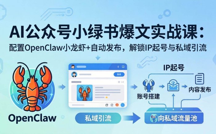 AI公众号小绿书变现实战课：小绿书爆文写作+OpenClaw自动发布，解锁IP起号与私域引流