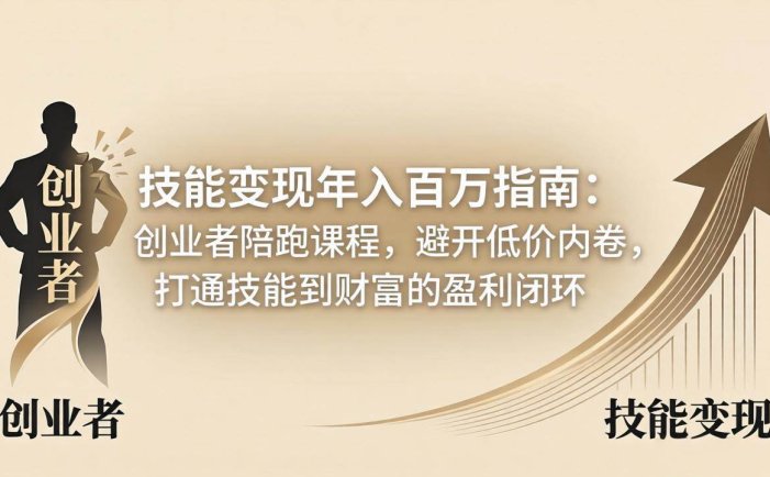 技能变现年入百万指南：创业者陪跑课程，避开低价内卷，打通技能到财富的盈利闭环