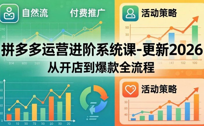 拼多多运营进阶系统课-更新2026：从开店到爆款全流程，自然流+付费推广+活动策略