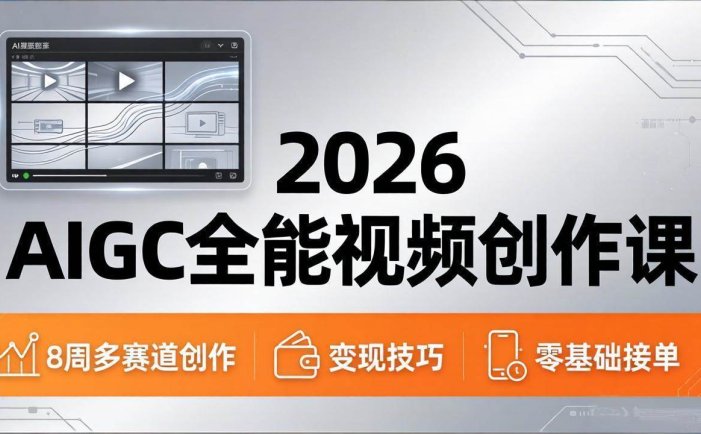 2026AIGC全能视频创作课，8周吃透多赛道创作+变现，零基础也能高效出片接单