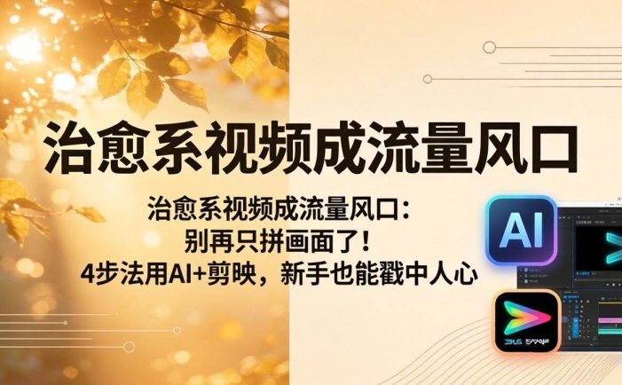 治愈系视频成流量风口：别再只拼画面了！4步法用AI+剪映，新手也能戳中人心