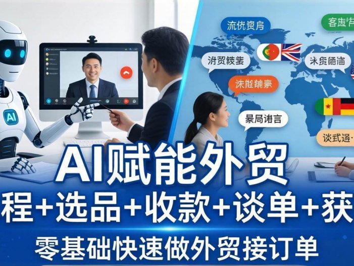 外贸+AI实战课：流程+选品+收款+谈单+获客，零基础快速做外贸接订单