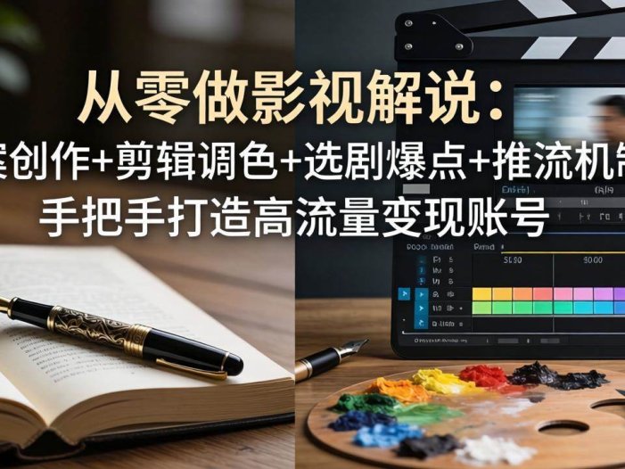 从零做影视解说：文案创作+剪辑调色+选剧爆点+推流机制，手把手打造高流量变现账号
