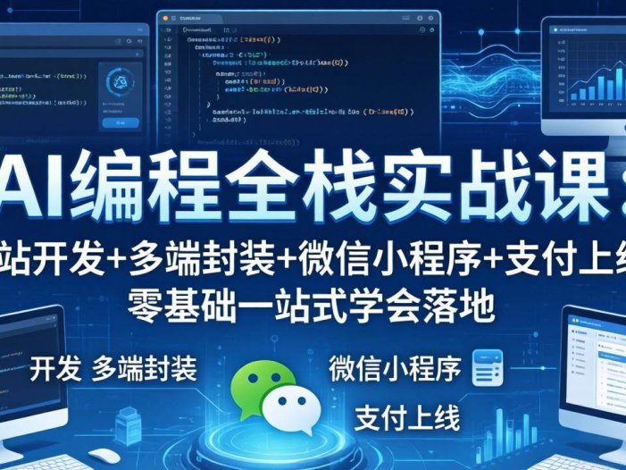 AI编程全栈实战课：网站开发+多端封装+微信小程序+支付上线，零基础一站式学会落地