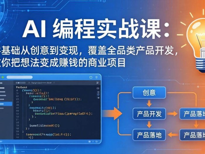 AI编程实战课-第三期-4月17更新：零基础从创意到变现，覆盖全品类产品开发，把想法变成赚钱项目
