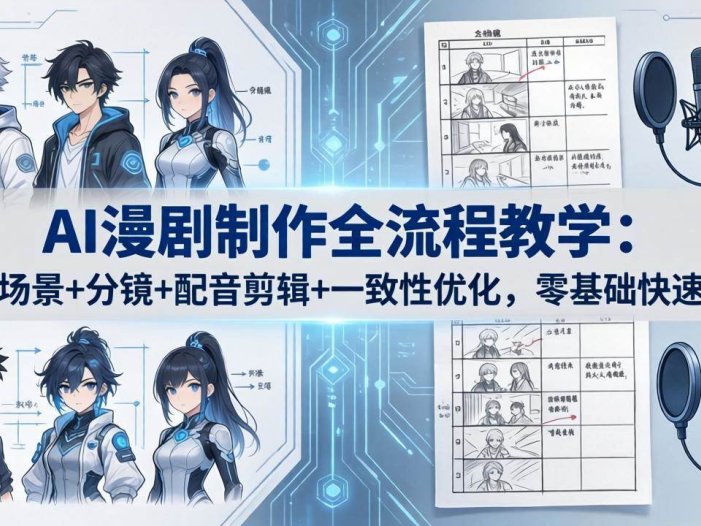 AI漫剧制作全流程教学：角色场景+分镜+配音剪辑+一致性优化，零基础快速上手