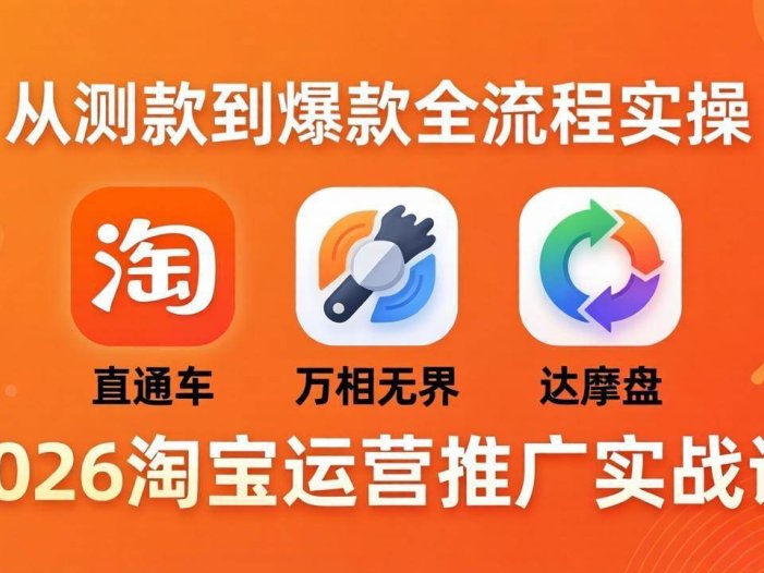 2026淘宝运营推广实战课-更新4月20：直通车 + 万相无界 + 达摩盘，从测款到爆款全流程实操
