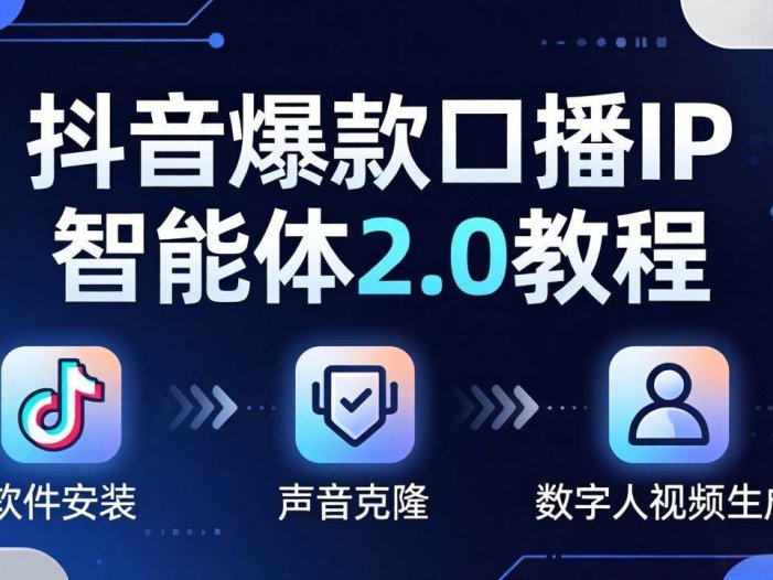 抖音爆款口播IP智能体2.0教程，软件安装+声音克隆+数字人视频生成全套实操教学