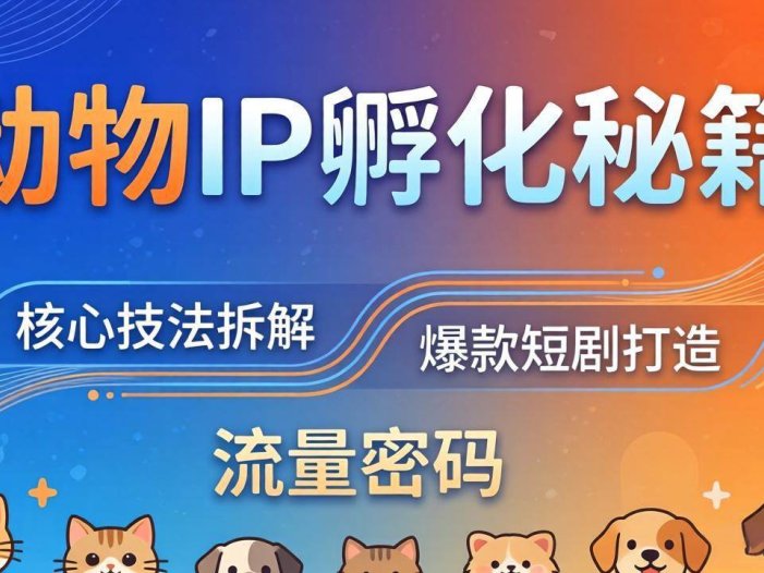 动物IP孵化全套秘籍，三大核心技法拆解，打造爆款萌宠短剧，轻松拿捏赛道流量密码