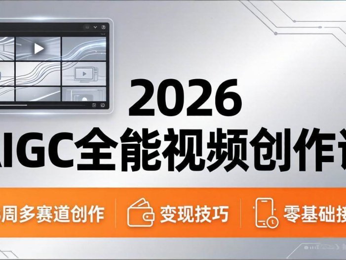 2026AIGC全能视频创作课，8周吃透多赛道创作+变现，零基础也能高效出片接单