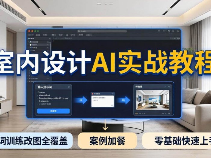 2026室内设计AI实战教程，提示词训练改图全覆盖，搭配案例加餐，零基础也能快速上手