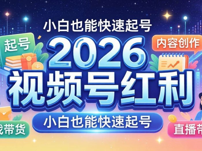 2026视频号红利实战营，大佬亲授起号、内容、直播、IP、投流、私域、矩阵全套落地打法