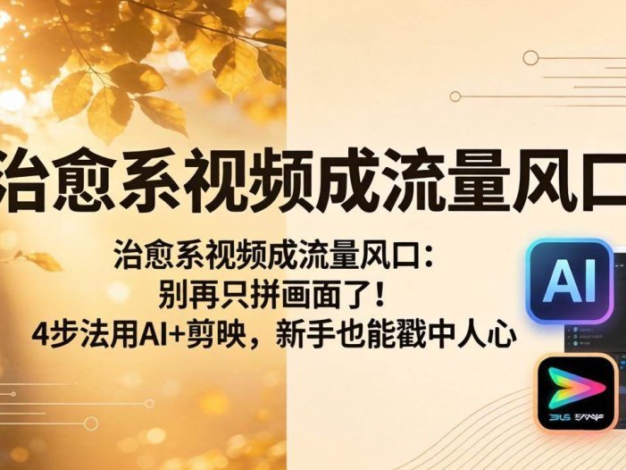治愈系视频成流量风口：别再只拼画面了！4步法用AI+剪映，新手也能戳中人心