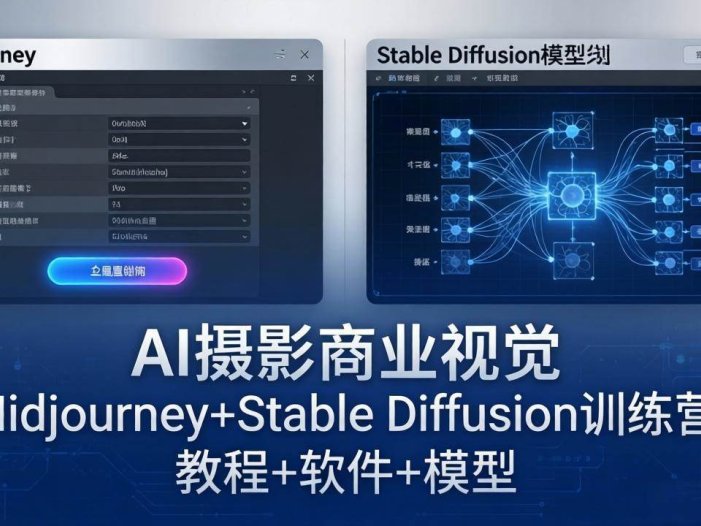 AI摄影商业视觉Midjourney+Stable Diffusion训练营，教程+软件+模型