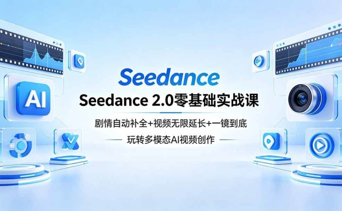 Seedance 2.0零基础实战课：剧情自动补全+视频无限延长+一镜到底：玩转多模态AI视频创作