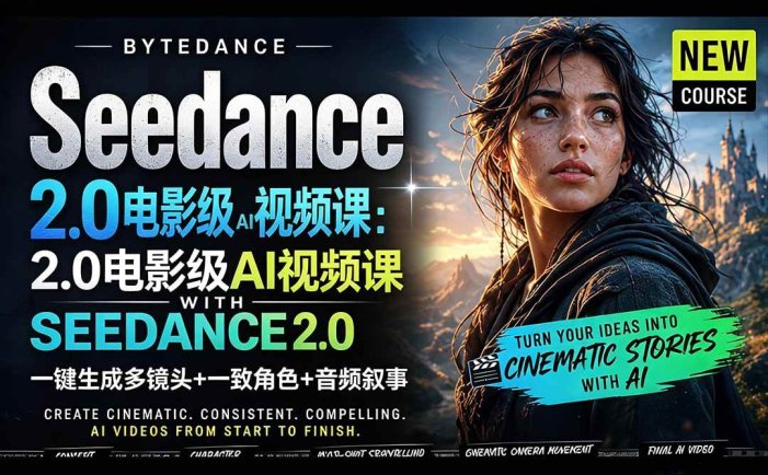 Seedance 2.0电影级AI视频课：一键生成多镜头+一致角色+音频叙事