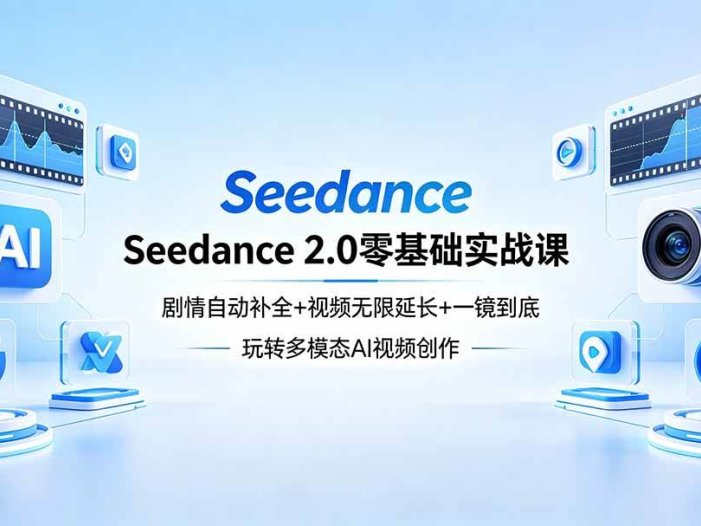 Seedance 2.0零基础实战课：剧情自动补全+视频无限延长+一镜到底：玩转多模态AI视频创作