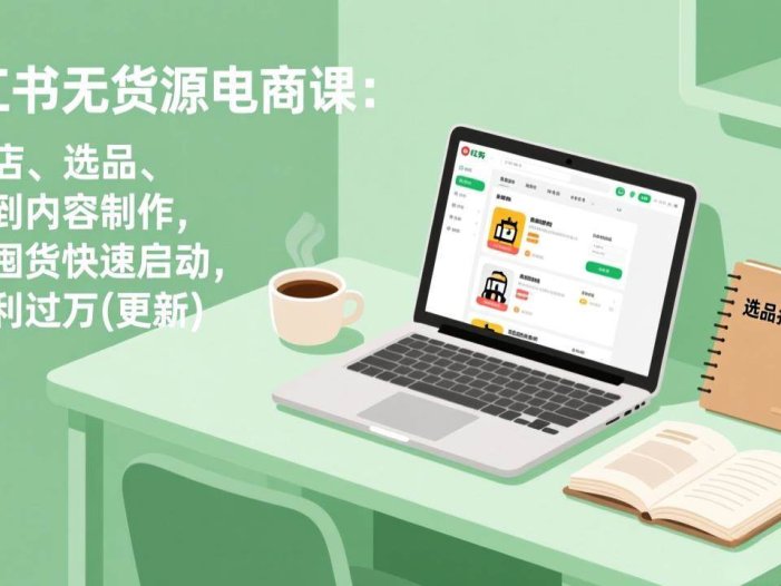 小红书无货源电商课(5月12更新)：从开店、选品、上架到内容制作，无需囤货快速启动，月盈利过万