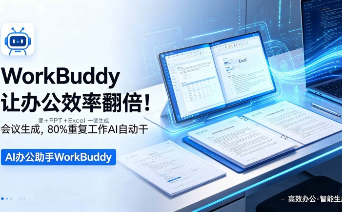 WorkBuddy让办公效率翻倍！会议纪要+PPT+Excel一键生成，80%重复工作AI自动干